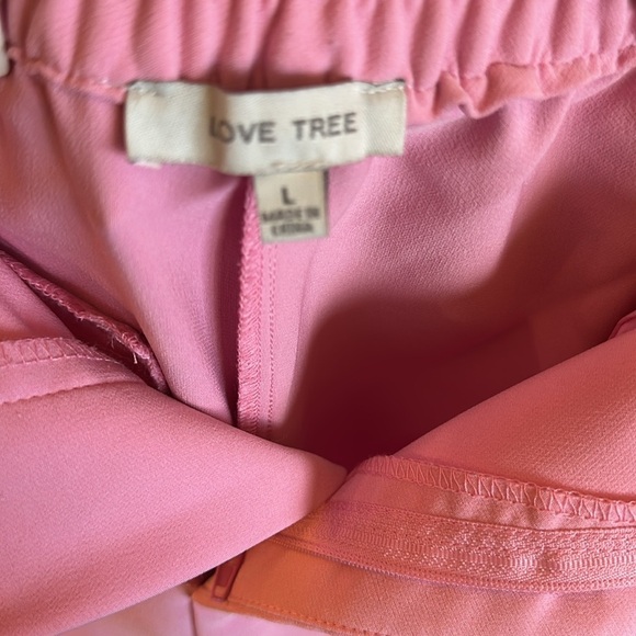 Love Tree Wide Leg Pants Back Elastic Waistband Light Pink Pockets Womens Size L - Picture 6 of 14